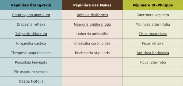 Test especes pepinieres Test especes pepinieres